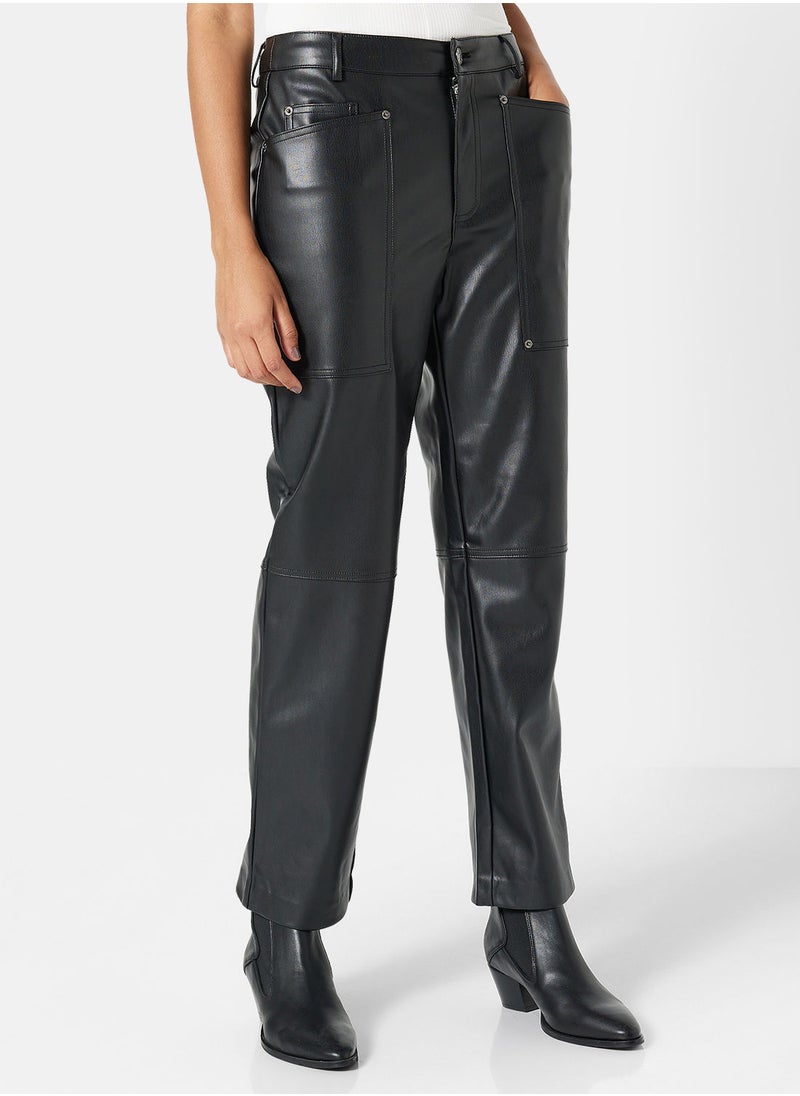 ONLY - PU Coated Straight Fit Pants - Image 1
