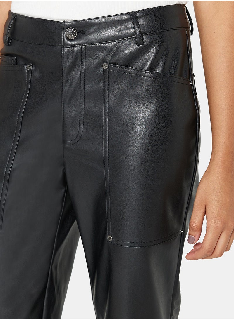 ONLY - PU Coated Straight Fit Pants - Image 1