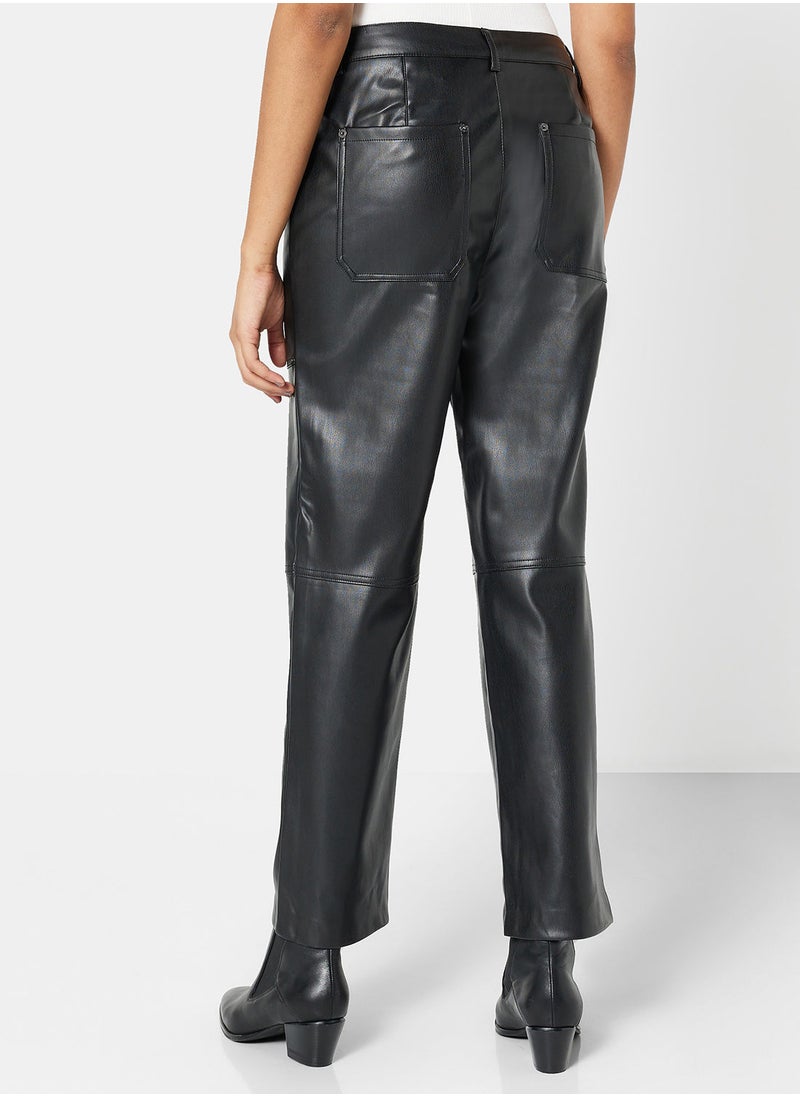 ONLY - PU Coated Straight Fit Pants - Image 1