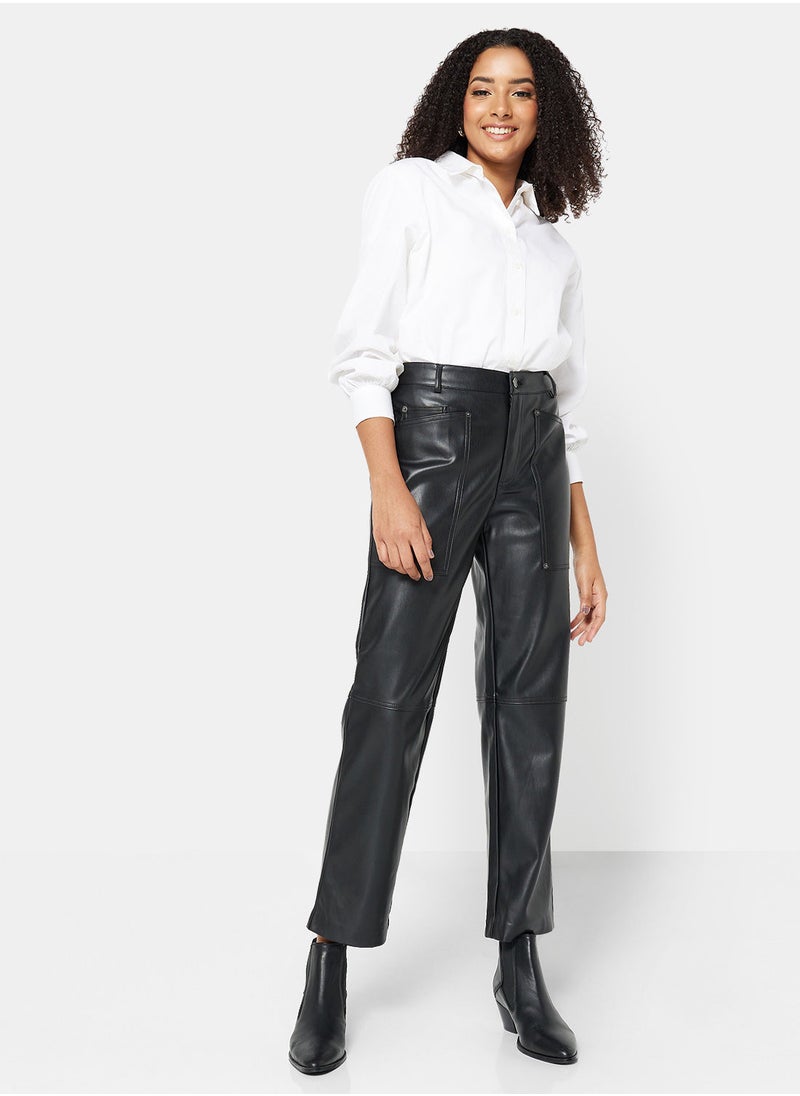 ONLY - PU Coated Straight Fit Pants - Image 1
