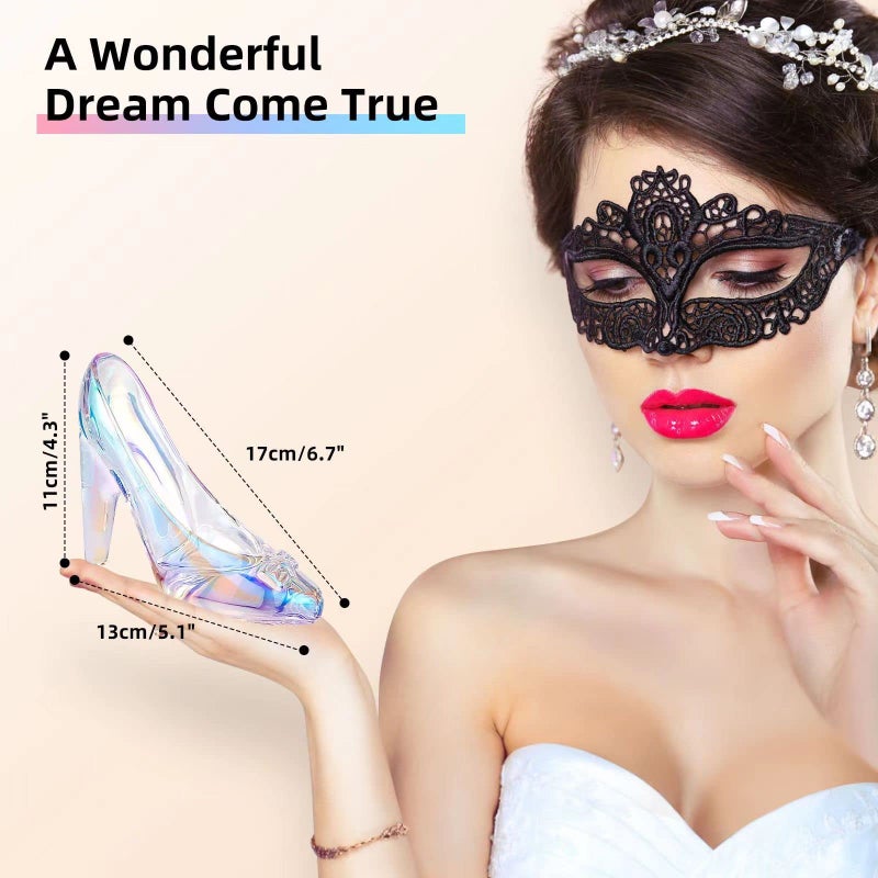 SHOWLOUE Cinderella Shoe Decor  Crystal High Heels Shoes Ornaments Glass Slipper Decoration Gift for Wedding Birthday Halloween Christmas Party  Colorful Transparent - Image 3