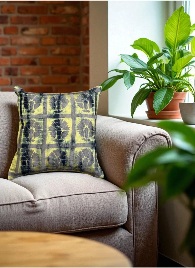 Tohfa Luxe Zohra Yellow Decorative Cushion with Filler