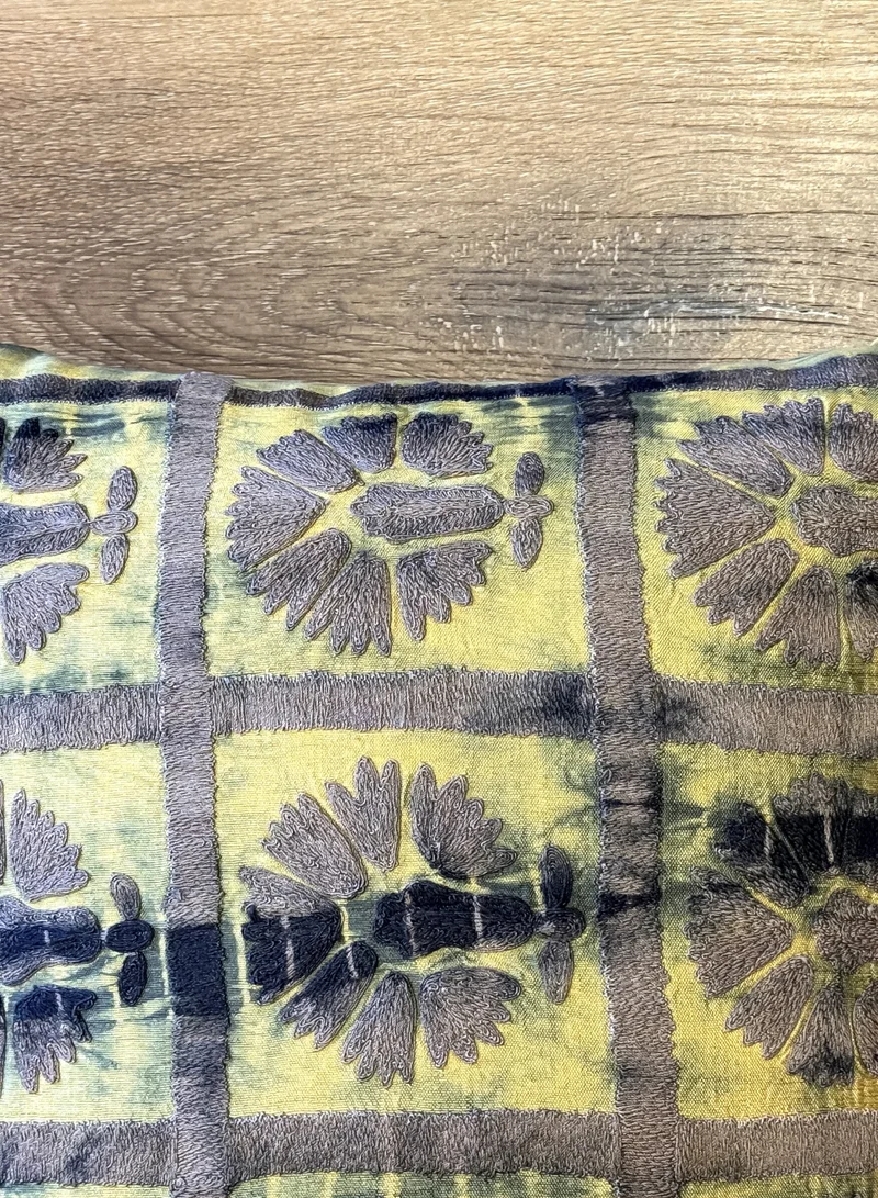 Tohfa Luxe Zohra Yellow Decorative Cushion with Filler