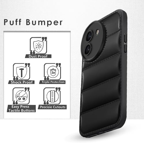 KARWAN® Puffer Edition Silicone Case Cover for Vivo T3x 5G | Scratch Resistance Mobile Cover, Camera Protection | Black - Image 3