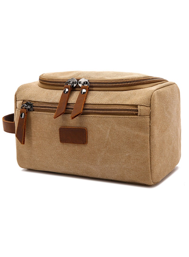 Toiletry Bags Cosmetic Bag Storage Bag Water Resistant Hanging Toiletry Large Size, Multifunctional Travel Wash Bag Handbag Men  Women Travel Travel Storage Bag Cosmetic Bag Hand Bag (Khaki) - Image 1