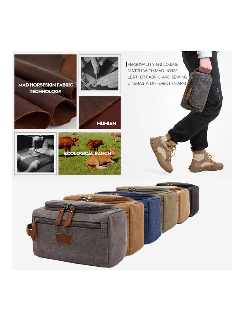 Toiletry Bags Cosmetic Bag Storage Bag Water Resistant Hanging Toiletry Large Size, Multifunctional Travel Wash Bag Handbag Men  Women Travel Travel Storage Bag Cosmetic Bag Hand Bag (Khaki) - Image 4
