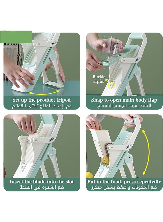 Arabest Vegetable Cutter, Upgraded X-Type Vegetable Cutter, Mandolin Slicer with 5 Blades and Cleaning Brush, Vegetable Food Chopper Potato Chip Cutter, Kitchen Vegetable Cutter - Image 2