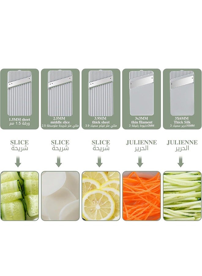 Arabest Vegetable Cutter, Upgraded X-Type Vegetable Cutter, Mandolin Slicer with 5 Blades and Cleaning Brush, Vegetable Food Chopper Potato Chip Cutter, Kitchen Vegetable Cutter - Image 4