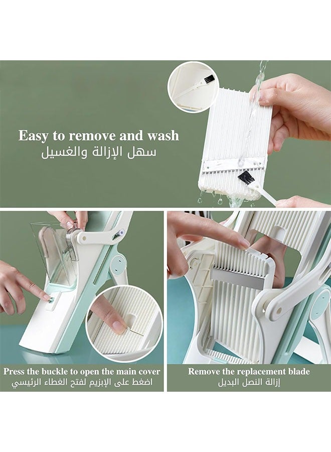 Arabest Vegetable Cutter, Upgraded X-Type Vegetable Cutter, Mandolin Slicer with 5 Blades and Cleaning Brush, Vegetable Food Chopper Potato Chip Cutter, Kitchen Vegetable Cutter - Image 5