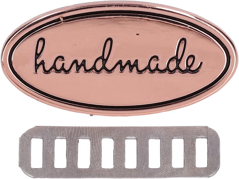 Hztyyier Hztyyier Metal Handmade Tag Labels DIY Bag Label Alloy Tag Crafts Jewelry Making Sewing Decoration Rose Gold 5 Sets - Image 1