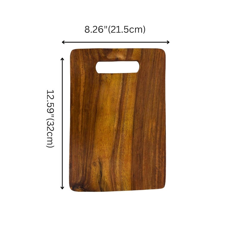 Natriel Handcrafted Wooden Chopping Board EcoFriendly Durable Kitchen Essential Tray Serving Set Pack of 1 Reatangular Round RactangularBrown12X8 inch - Image 2