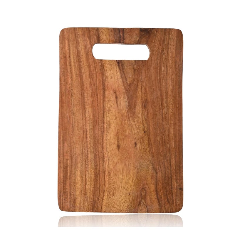 Natriel Handcrafted Wooden Chopping Board EcoFriendly Durable Kitchen Essential Tray Serving Set Pack of 1 Reatangular Round RactangularBrown12X8 inch - Image 1