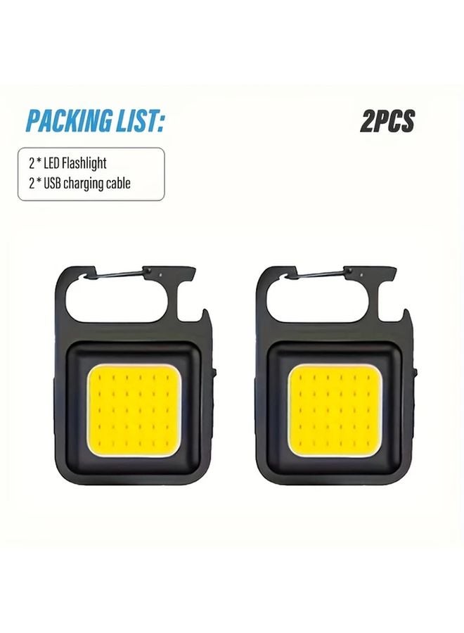 2pcs Rechargeable LED Keychain Flashlight Portable Mini Light for Outdoor Camping - Image 1