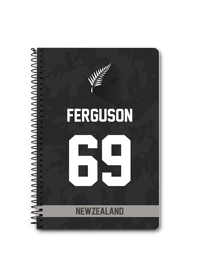 Stylizedd - Designer A5 Spiral Notebook Memo Notepad Journal Player - Lockie Ferguson, Jersey Number -69 (With Logo) - Image 1