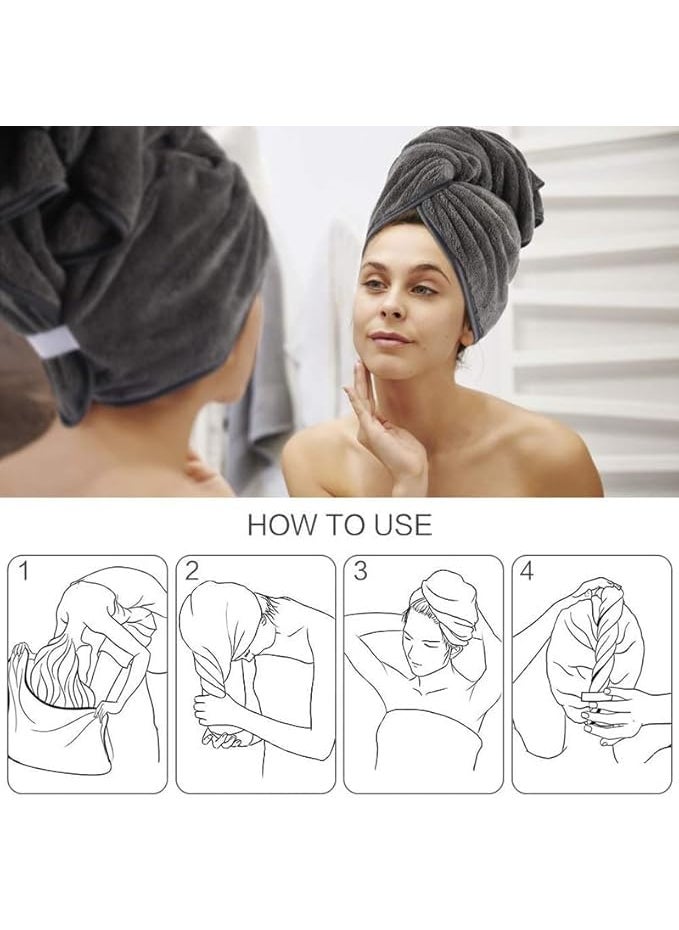 Bstar Bstar Women Hair Wrap Bath Towel Dry Shower Caps Bathrobe Hat Microfiber Super Absorbent Quick Dry Cotton Head Wrap Turbie Towel for Ladies Long Hair  - Image 4