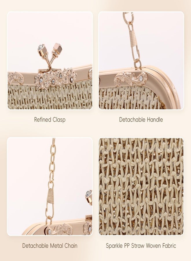 Lanpet Straw Clutch Purses for Women Summer Woven Evening Bag Crossbody Purses Boho Handbags for Vacation, Wedding - Image 5