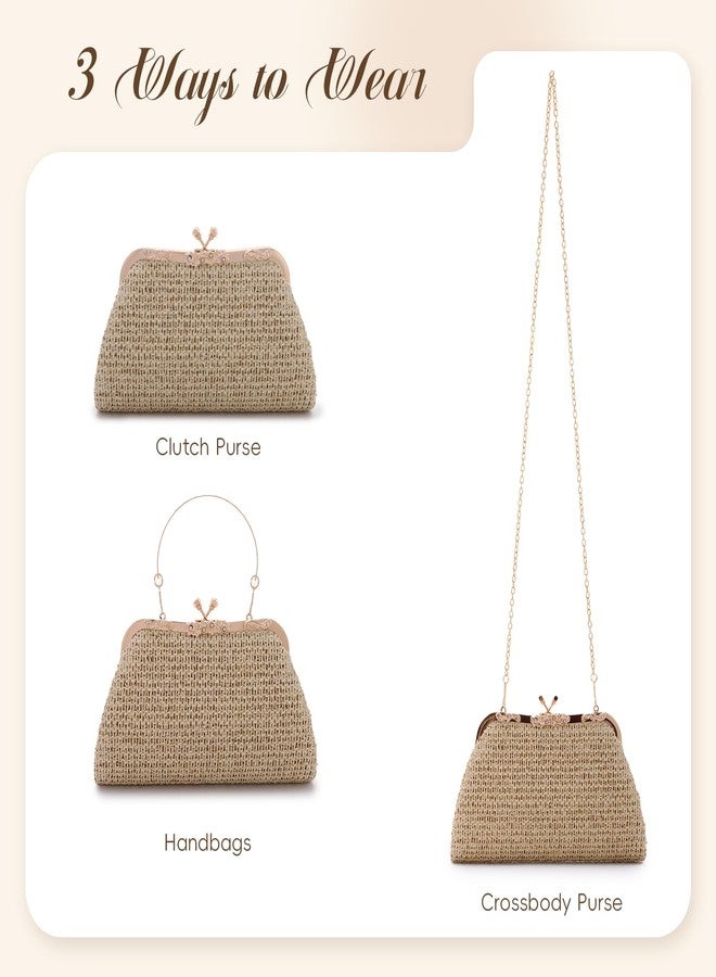 Lanpet Straw Clutch Purses for Women Summer Woven Evening Bag Crossbody Purses Boho Handbags for Vacation, Wedding - Image 4
