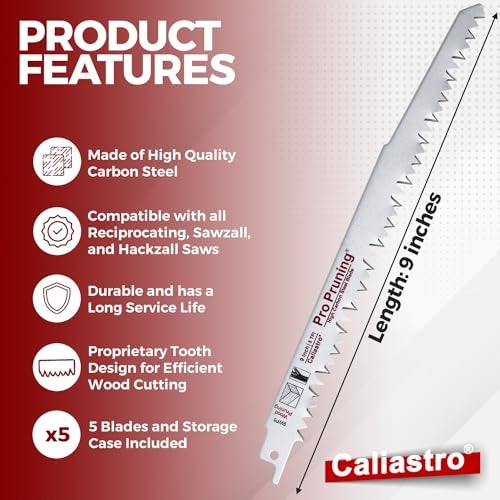 Caliastro 9-Inch Wood Pruning Saw Blades for Reciprocating/Sawzall Saws - 5 Pack - Caliastro - Image 4