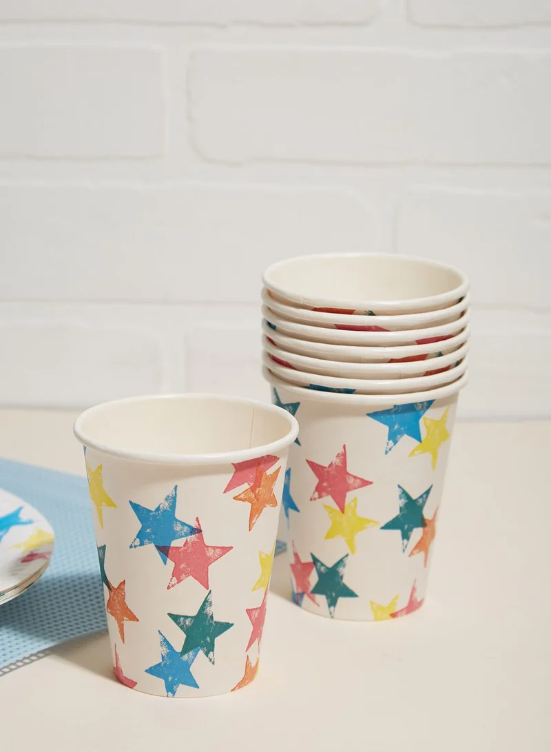 Talking Tables Brights Star, Home Recyclable Paper Cup With Card Warp Packaging, 8Oz, 8Pk