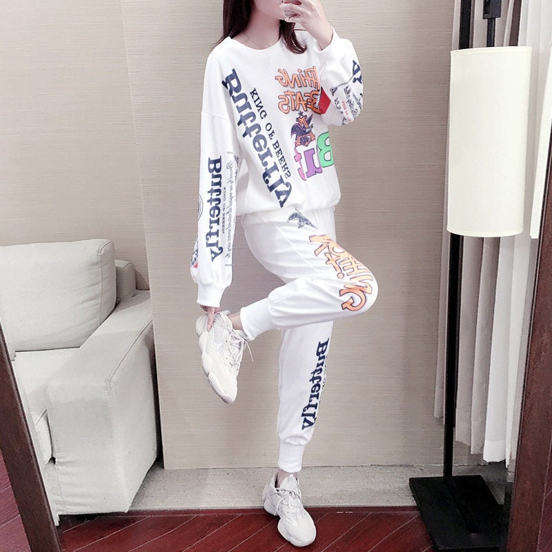 2021 Casual Sports Suit Set Women Black - Image 2