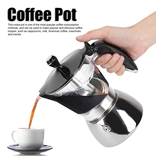 Jerliflyer 6 Cups Stainless Steel Coffee Pot, Brew Classic Italian with Our Moka Pot Premium Crystal Glass Top Octagonal Design for Stovetop Brewing - Image 4