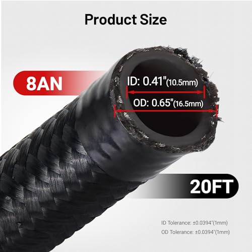 EVIL ENERGY 8AN Fuel Line Kit 8AN Nylon Braided Fuel Line Hose with 24PCS Fittings Kit CPE Fuel Hose 20FT - Image 3