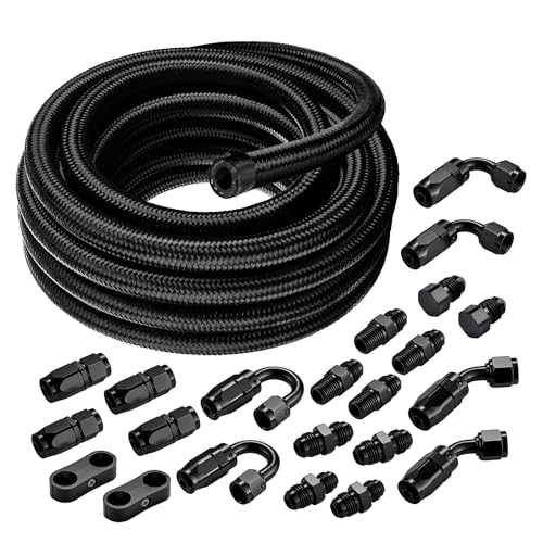 EVIL ENERGY 8AN Fuel Line Kit 8AN Nylon Braided Fuel Line Hose with 24PCS Fittings Kit CPE Fuel Hose 20FT - Image 1
