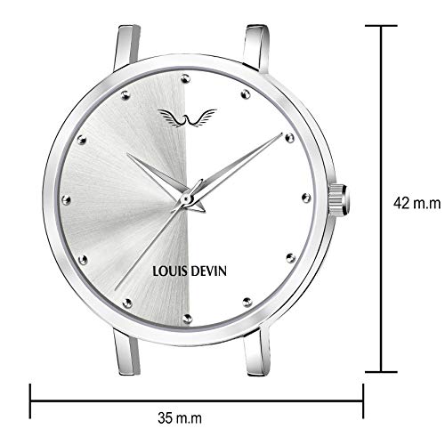 LOUIS DEVIN Stainless Steel Ld-L144-Slv-Ch Mesh Steel Chain Analog Wrist Watch for Women, Silver Dial, Silver Band - Image 3