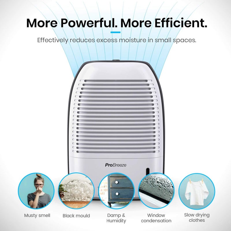 Pro Breeze 1500ml Premium Dehumidifier for Damp, Mould, Moisture in Home, Kitchen, Bedroom, Caravan, Office, Garage - Image 3