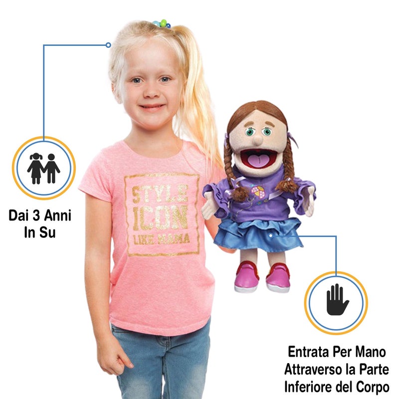 Silly Puppets 14" Amy, Peach Girl, Hand Puppet - Image 4