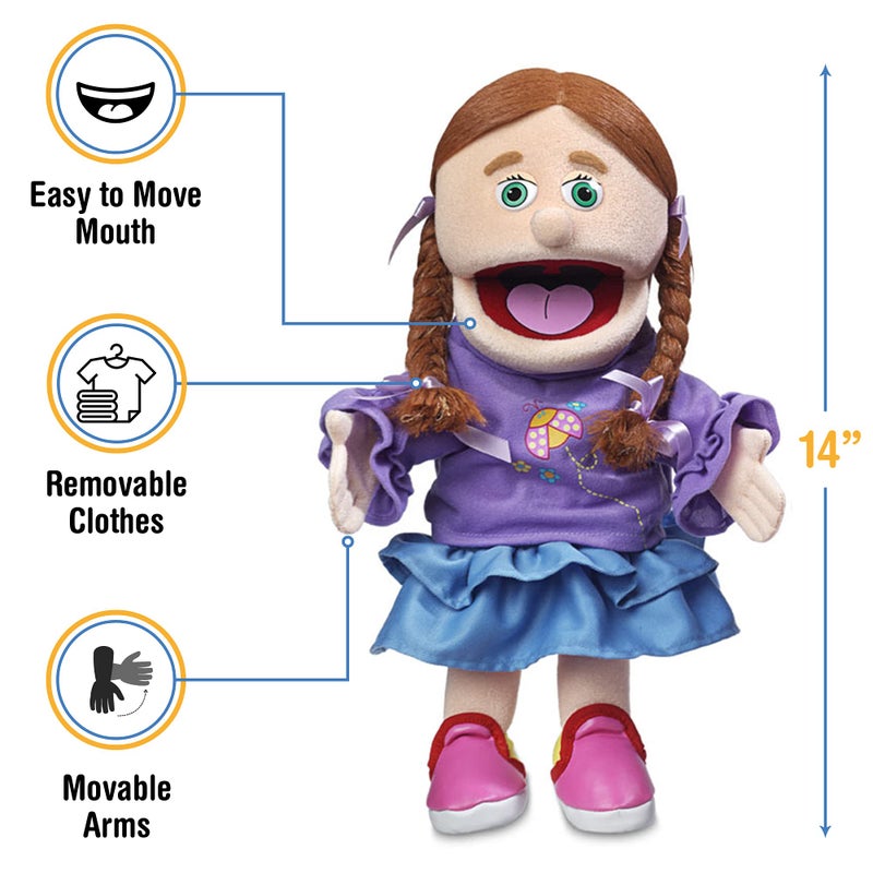 Silly Puppets 14" Amy, Peach Girl, Hand Puppet - Image 3
