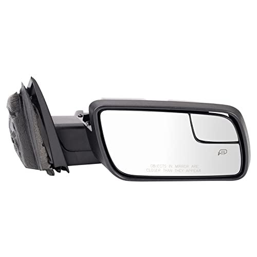 TRQ Driver & Passenger Side Power Heated Mirror Set Smooth Black Manual Fold Compatible with 2013-2019 Ford Flex FO1320444 FO1321444 - Image 5