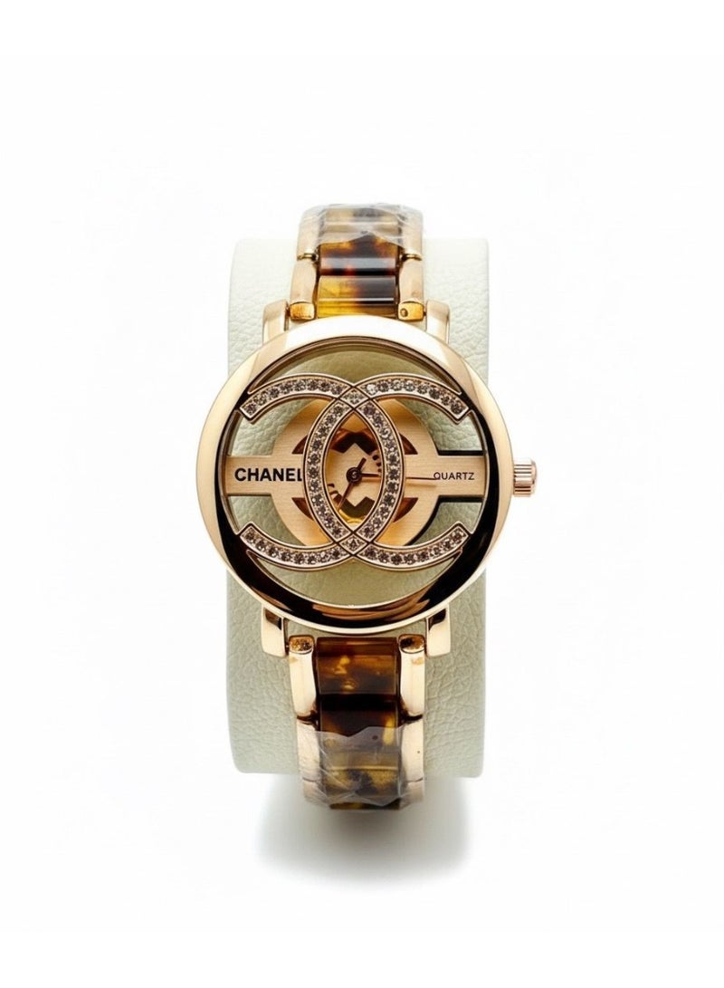 chanel watch for women gold in brown
