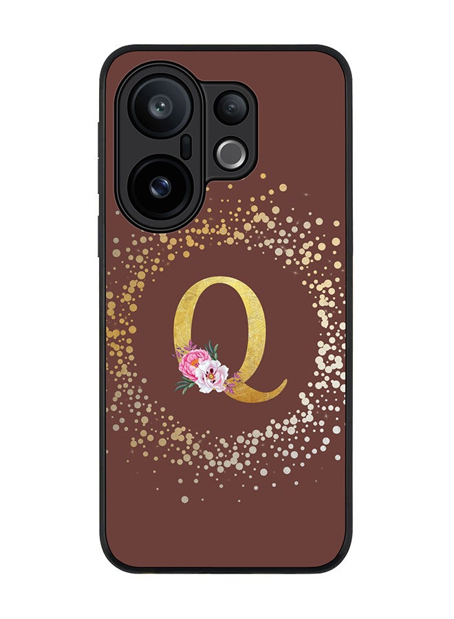 Stylizedd For vivo X200 FE / S30 Pro mini Case,Slim fit Camera Protection, Shockproof Thin Phone cover  - Custom Monogram Floral - Q  (Brown )