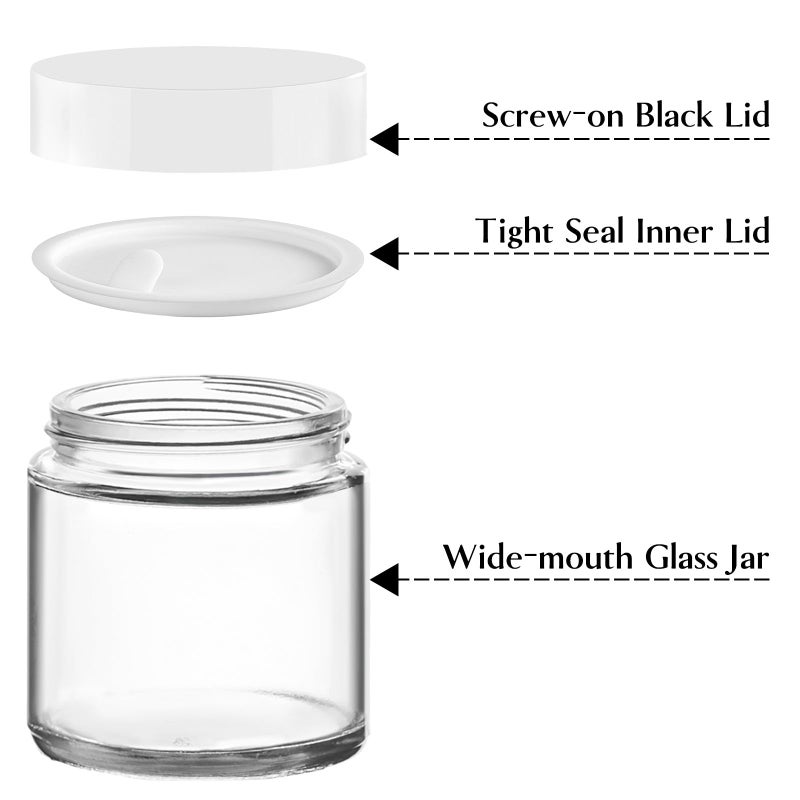 TUZAZO 4 oz Glass Jars with Lids & Inner Liners, 2 Pack Small Glass Jars Thick Round Airtight Travel Containers for Cosmetics Cream Lotions Powders | Candle Making Jar - Image 3