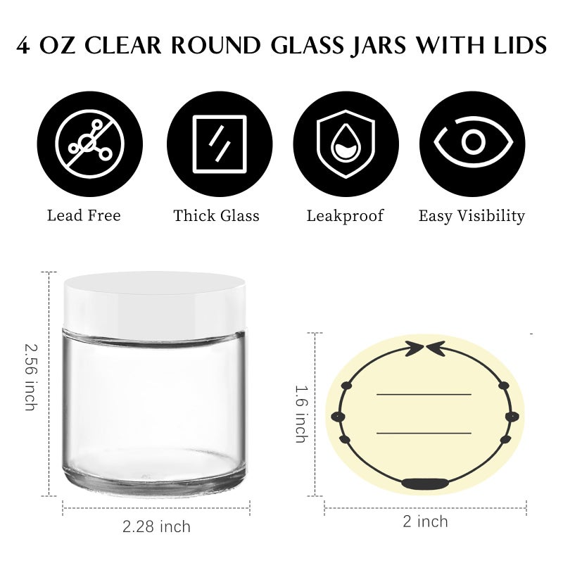 TUZAZO 4 oz Glass Jars with Lids & Inner Liners, 2 Pack Small Glass Jars Thick Round Airtight Travel Containers for Cosmetics Cream Lotions Powders | Candle Making Jar - Image 2