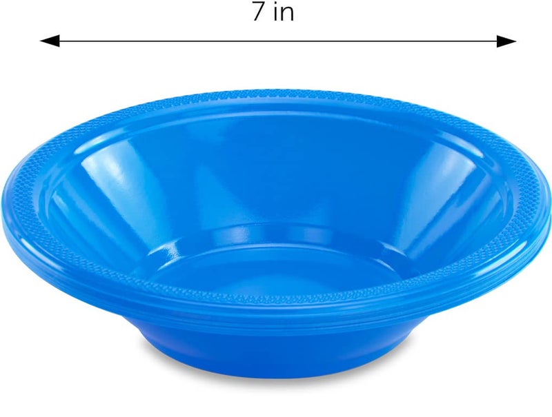 DecorRack 24 Small Plastic Bowls  7 inch Disposable Popcorn  Soup  and Salad Bowls  Kids Birthday and Holiday Party Supplies  Fruit Snack Serving Bowl 12 oz  Blue (Pack of 24) - Image 2