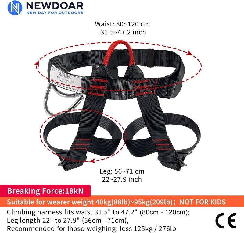 Newdoar Climbing Harness, Mountaineering Rock Climbing Harness, Half Body Harness for Rappelling Fire Rescuing Tree Climbing - Image 3