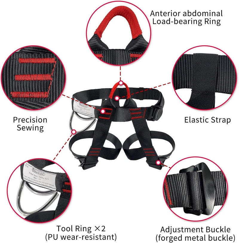 Newdoar Climbing Harness, Mountaineering Rock Climbing Harness, Half Body Harness for Rappelling Fire Rescuing Tree Climbing - Image 4