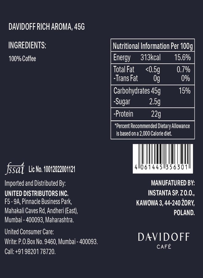 Davidoff Coffee Rich Aroma, 45g | 100% Arabica Beans | 10/12 Intensity | Granules, Glass Bottle | 45g - Image 3