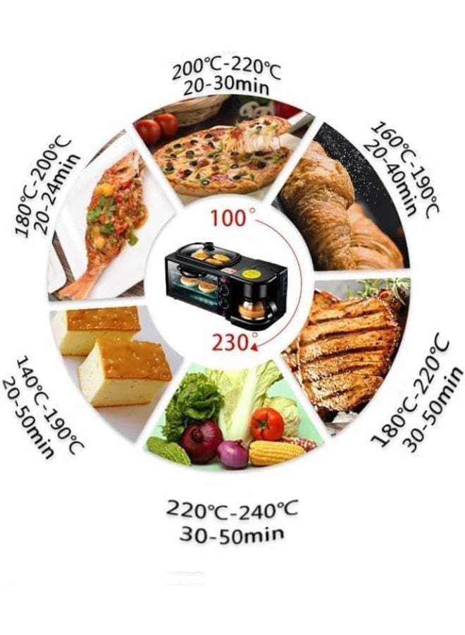 SILVER CREST 3-in-1 Breakfast Maker – Multi-Function Toaster Oven, Griddle Pan & Coffee Machine | Premium Quality All-in-One Breakfast Station with Frying Pan, Oven & Coffee Maker – Compact Kitchen Appliance - Image 4