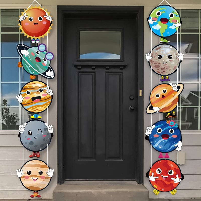 OSNIE 10Pcs Planets Theme Party Decor Supplies Outer Space Cardboard Cutout Door Porch Banner Wall Decor Blue Solar System Party Favors Photo Booth Prop for Kids Boys Space Birthday Party Decorations - Image 5