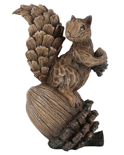 iStatue Handmade Resin Squirrel on Acorn Statue Miniature Garden Figurines – 6.5 Inch Nature-Inspired Woodland Animal Decor for Home, Garden, Patio or Shelf – Rustic Farmhouse Accent (Medium) - Image 1