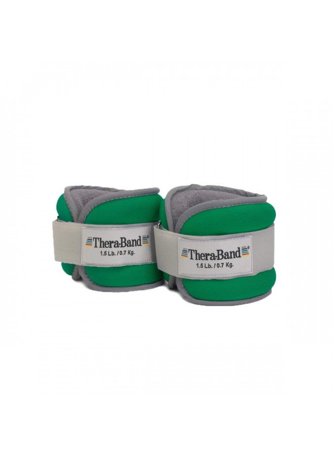 THERABAND Ankle Weights, Comfort Fit Wrist & Ankle Cuff Weight Set, Adjustable Walking Weights for Cardio, Home Workout, Ankle Strengthening & Physical Therapy, Green 1.5 lb. Each, Set of 2, 3 Pounds - Image 1