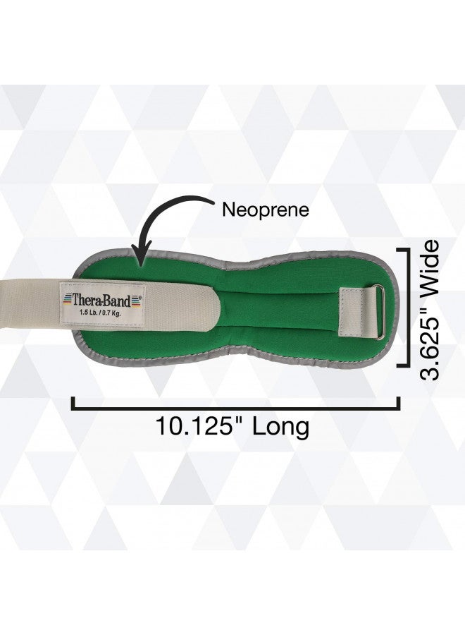 THERABAND Ankle Weights, Comfort Fit Wrist & Ankle Cuff Weight Set, Adjustable Walking Weights for Cardio, Home Workout, Ankle Strengthening & Physical Therapy, Green 1.5 lb. Each, Set of 2, 3 Pounds - Image 3