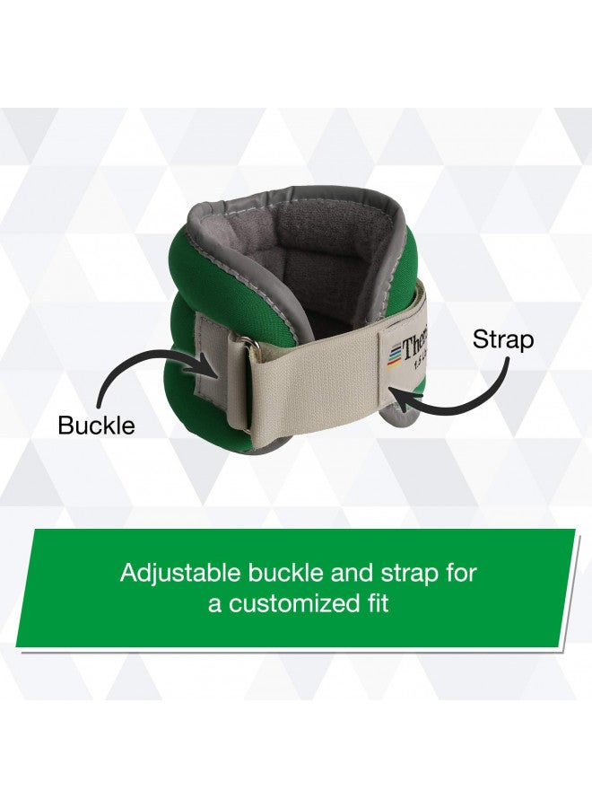 THERABAND Ankle Weights, Comfort Fit Wrist & Ankle Cuff Weight Set, Adjustable Walking Weights for Cardio, Home Workout, Ankle Strengthening & Physical Therapy, Green 1.5 lb. Each, Set of 2, 3 Pounds - Image 2