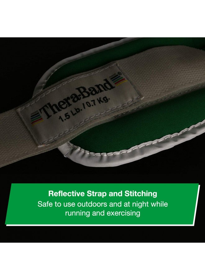 THERABAND Ankle Weights, Comfort Fit Wrist & Ankle Cuff Weight Set, Adjustable Walking Weights for Cardio, Home Workout, Ankle Strengthening & Physical Therapy, Green 1.5 lb. Each, Set of 2, 3 Pounds - Image 5