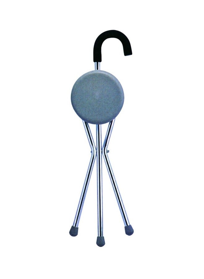 MEDIA6 Foldable Walking Stick with Plastic Seat – Lightweight, Non-Slip Tripod Cane for Seniors - Image 1