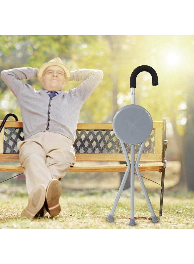 MEDIA6 Foldable Walking Stick with Plastic Seat – Lightweight, Non-Slip Tripod Cane for Seniors - Image 4