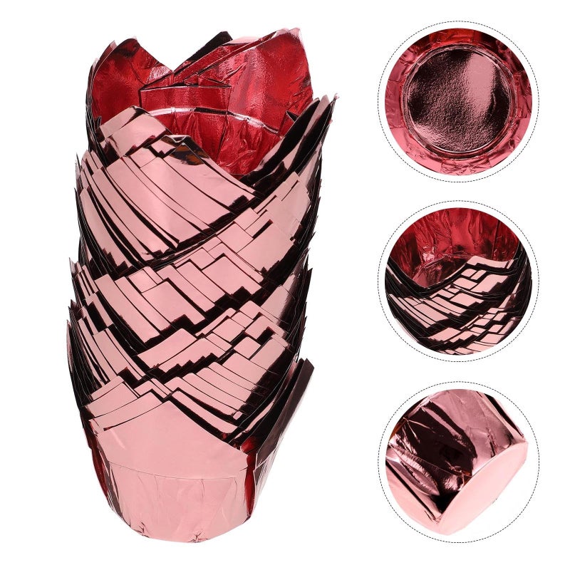Rose Gold Tulip Baking Cups 50pcs Oil Resistant Muffin Liners For Bakery Dessert - Image 5